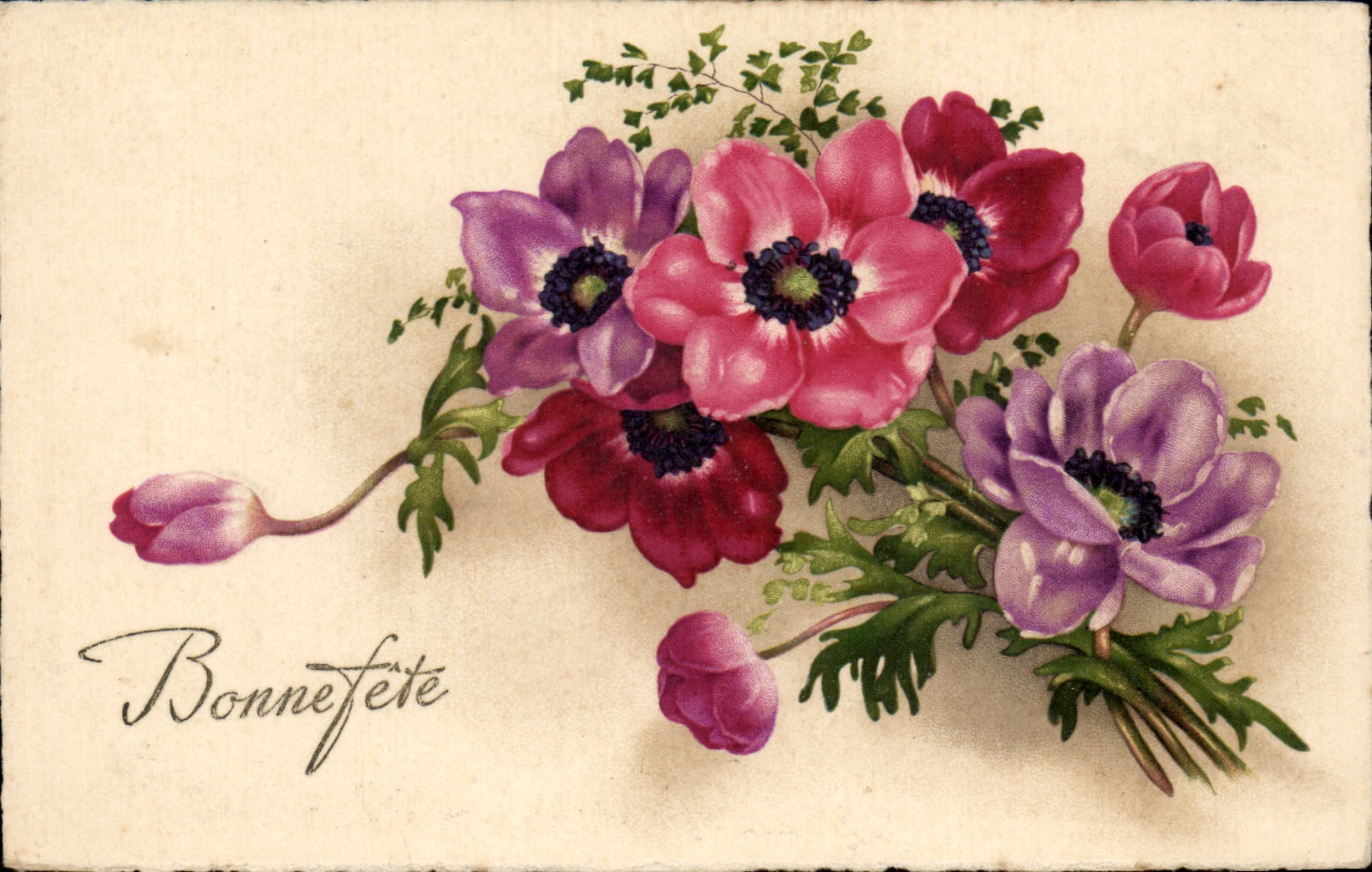 CPA Fantaisie Fleurs Bonne fete