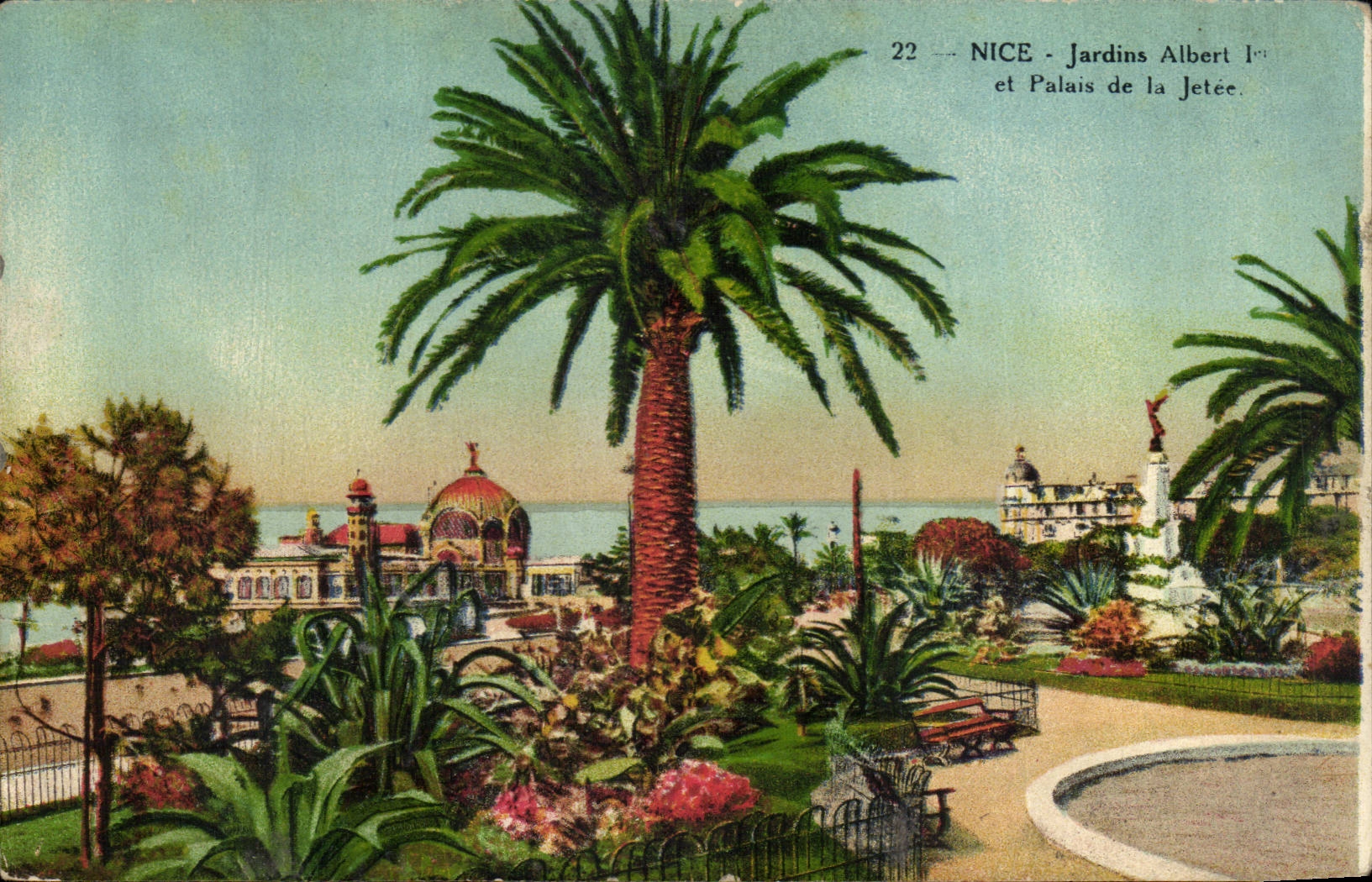 Nice CPA Jardins Albert 1er et palais de la jetee