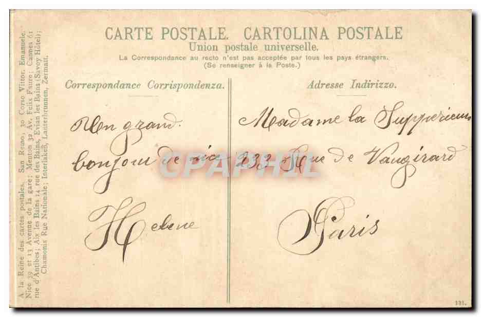 Nice CPA Quai du Midi — Rückseite