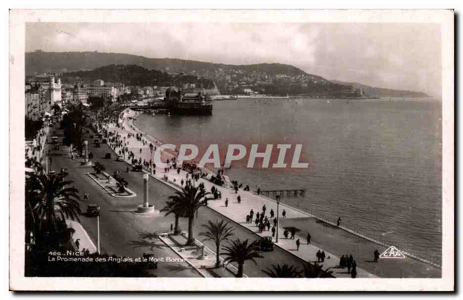 Nice CPA Promenade des anglais et le mont Boron