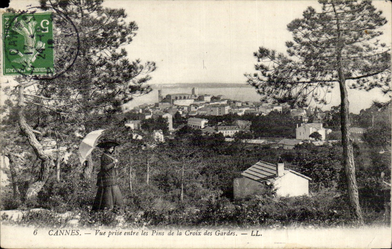 Cannes CPA Vue prise entre les pins de la CRoix des Gardes