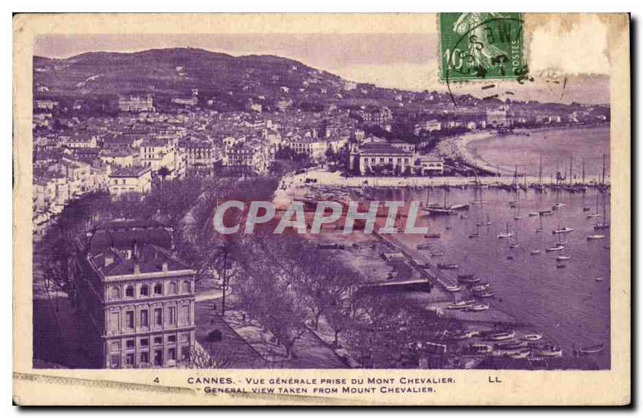 Cannes CPA Vue generale prise du Mont Chevalier