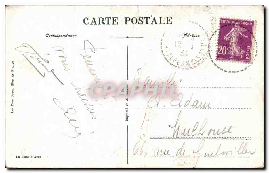 Cannes CPA Le mont Chevalier et la croisette — Rückseite