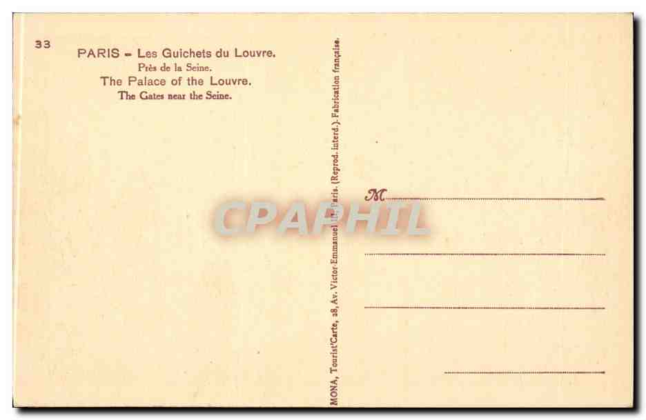 Paris CPA Les guichets du Louvre pres de la Seine — Rückseite