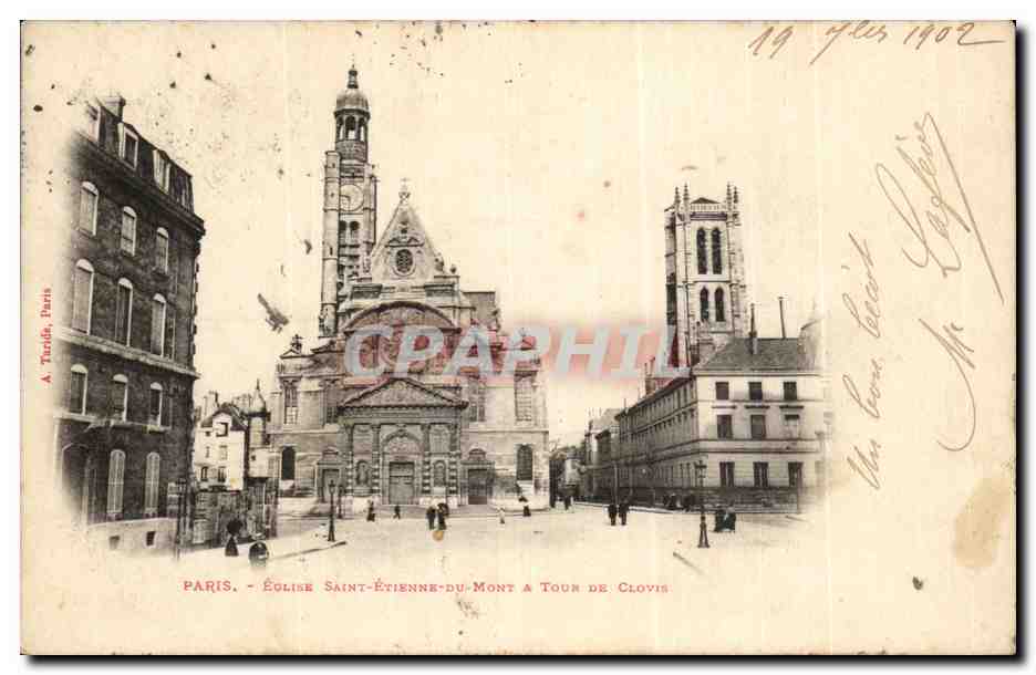 Paris CPA Saint Etienne du Mont et tour de CLovis