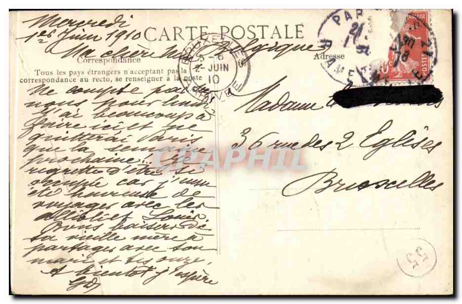 Paris CPA Grenelle Rue Cler 28 janvier 1910 — Rückseite