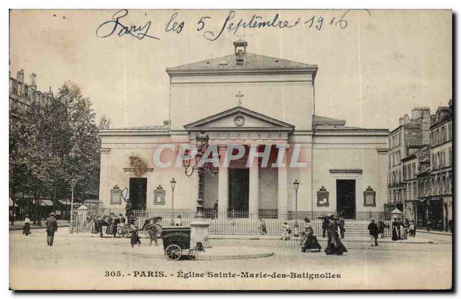Paris CPA Eglise Sainte Marie des Batignolles