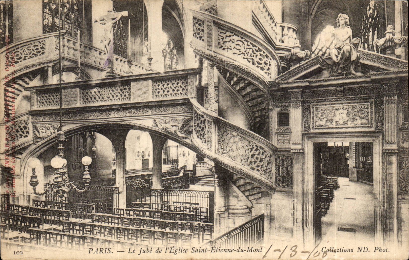 Paris CPA le jube de l'eglise de St etienne du Mont orgue