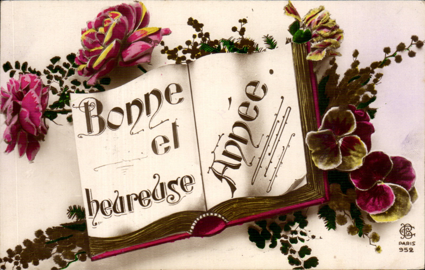 CPA Fantaisie Fleurs Bonne annee