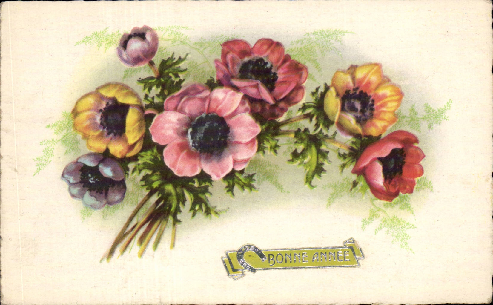 CPA Fantaisie Fleurs Bonne annee