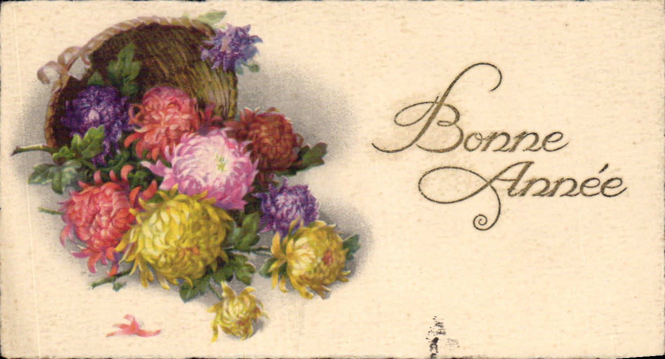 CPA Fantaisie Fleurs Bonne annee