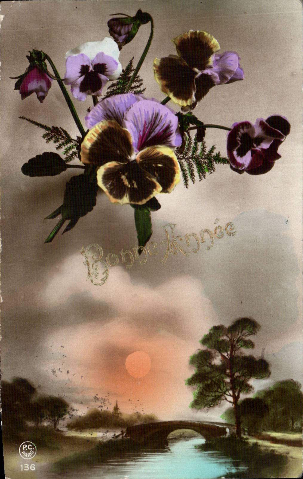 CPA Fantaisie Fleurs Bonne Annee
