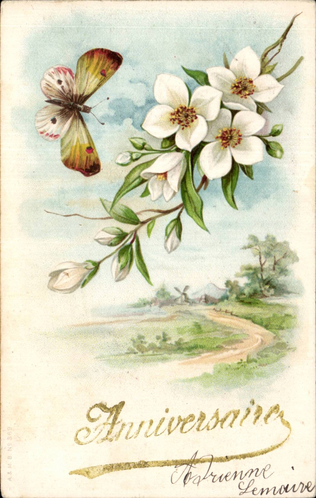 CPA Fantaisie Fleurs Papillon Butterfly