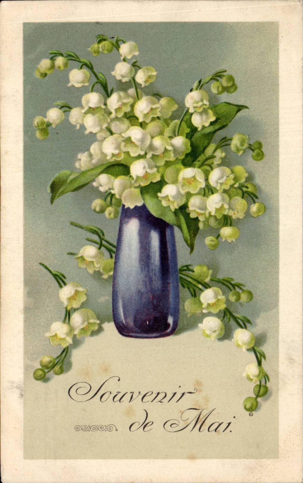 CPA Fantaisie Fleurs Muguet Souvenir de Mai