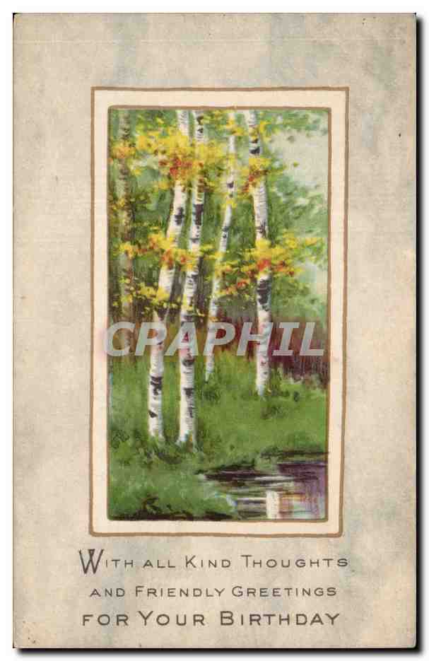 CPA Fantaisie Paysage Anniversaire Arbre Tree