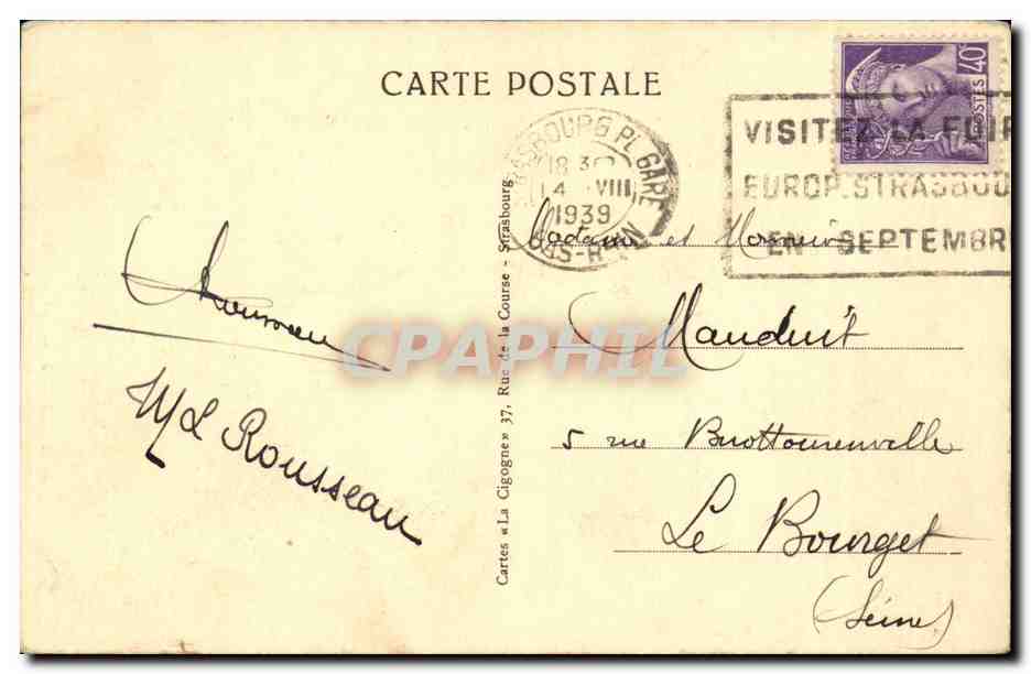 CPA Strasbourg la cathedrale — Verso
