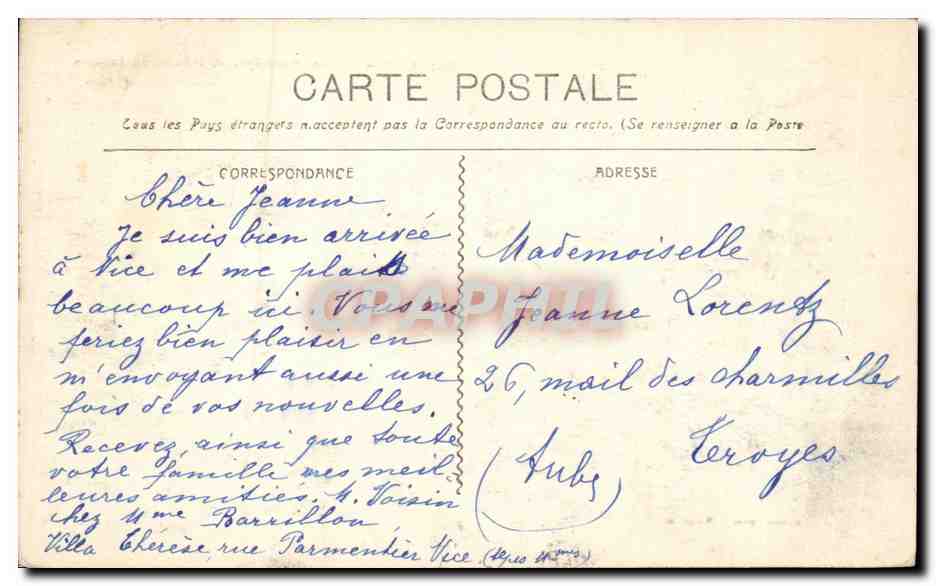 CPA Nice Casino municipal et nouveaux jardins — Rückseite