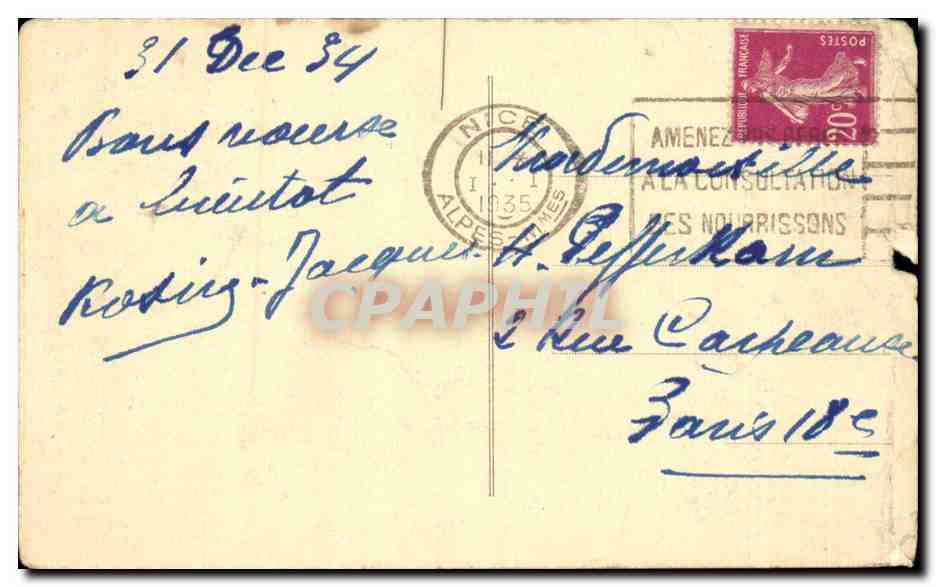 Nice — Les Jardins du Roi Albert Ier et le Palais de la Jetée — CPAPHIL — Verso