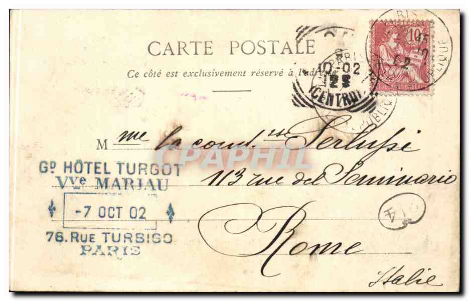 Paris CPA la rue de la paix — Rückseite