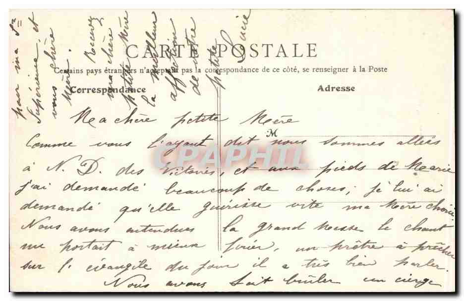 Paris CPA Notre Dame des Victoires — Rückseite