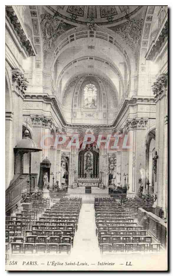 Paris CPA Eglise Saint Louis Interieur