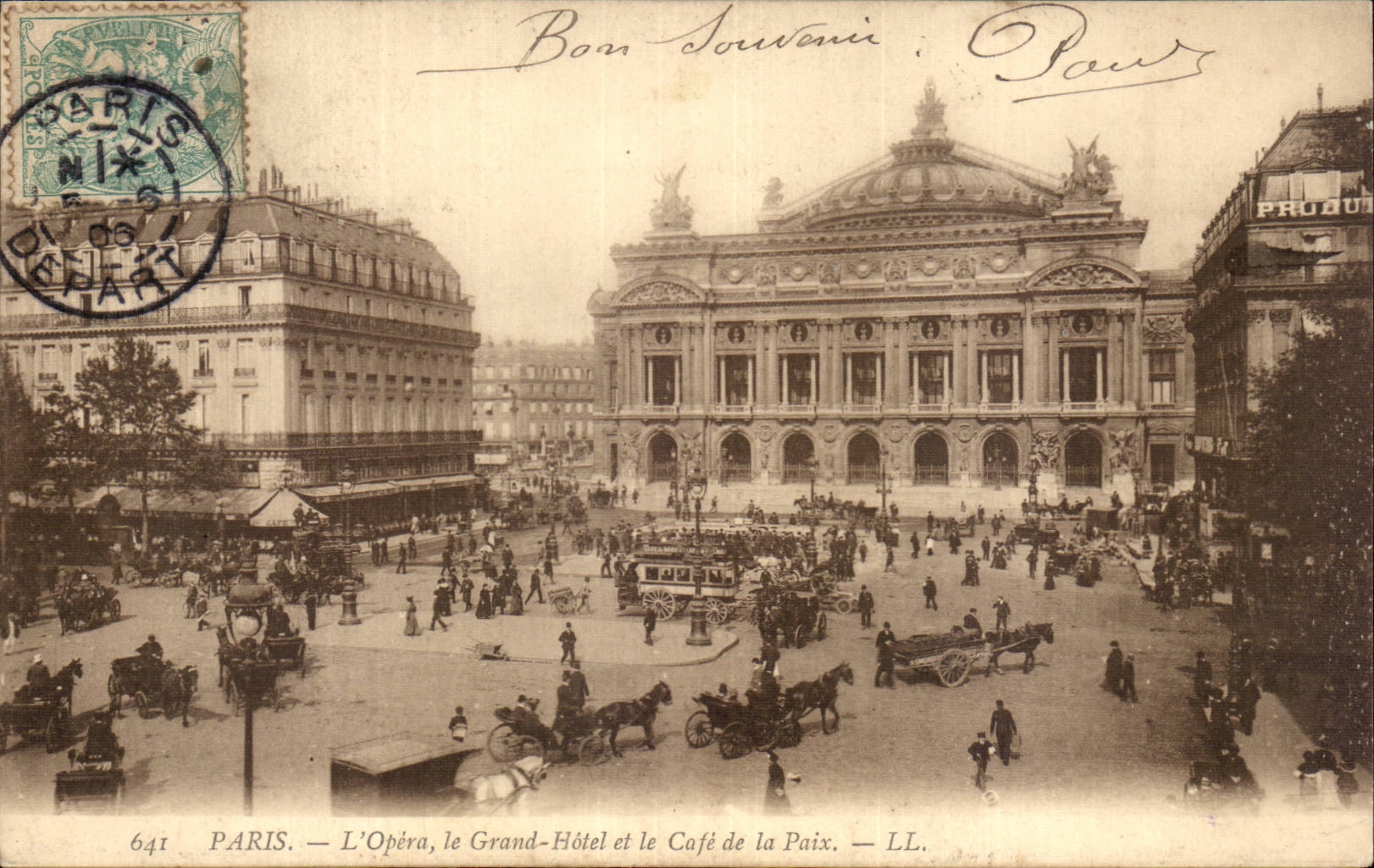 Paris CPA Opera le grand hotel et le cafe de la paix
