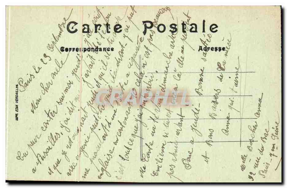 Paris CPA Arc de triomphe — Verso