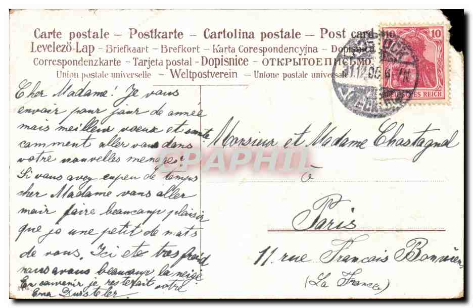 CPA Fantaisie Femme Nouvel an  — Back