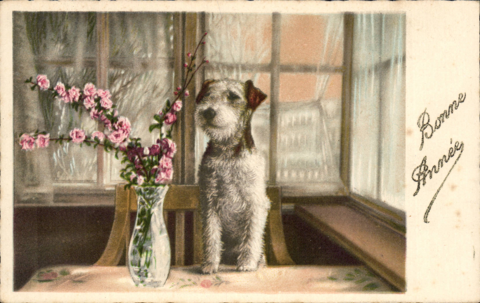CPA Fantaisie Chien Dog Bonne annee