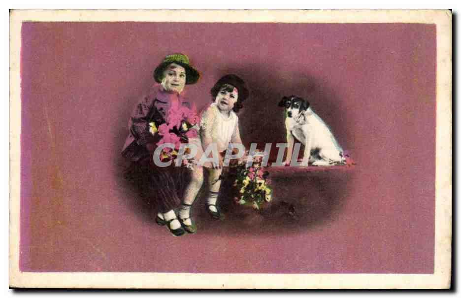CPA Fantaisie Enfant Chien dog