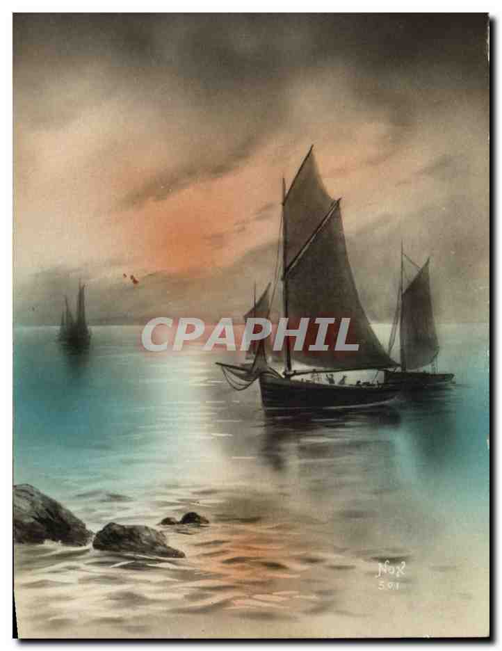 CPA Fantaisie Paysage Marine Bateau