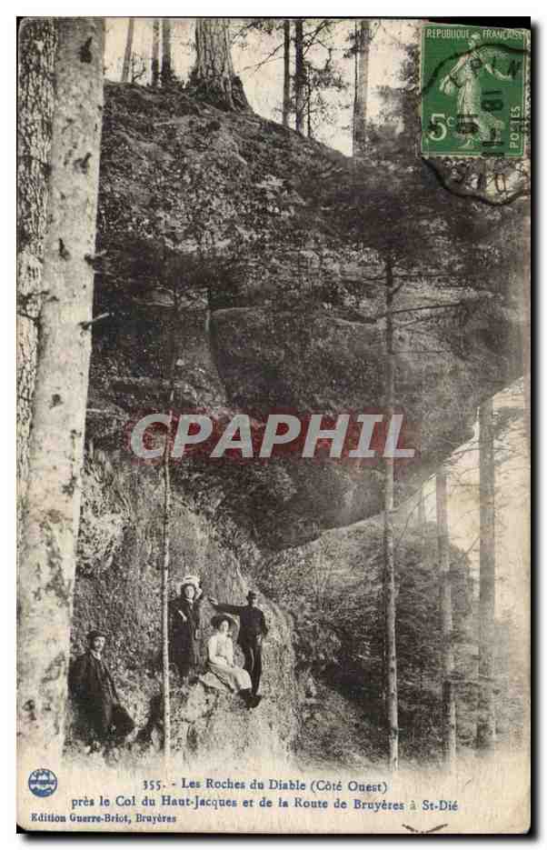 Les Roches du Diable (Côté Ouest) — près le Col du Haut-Jacques et de la Route de Bruyères à St-Dié — Édition Guerre-Briot, Bruyères