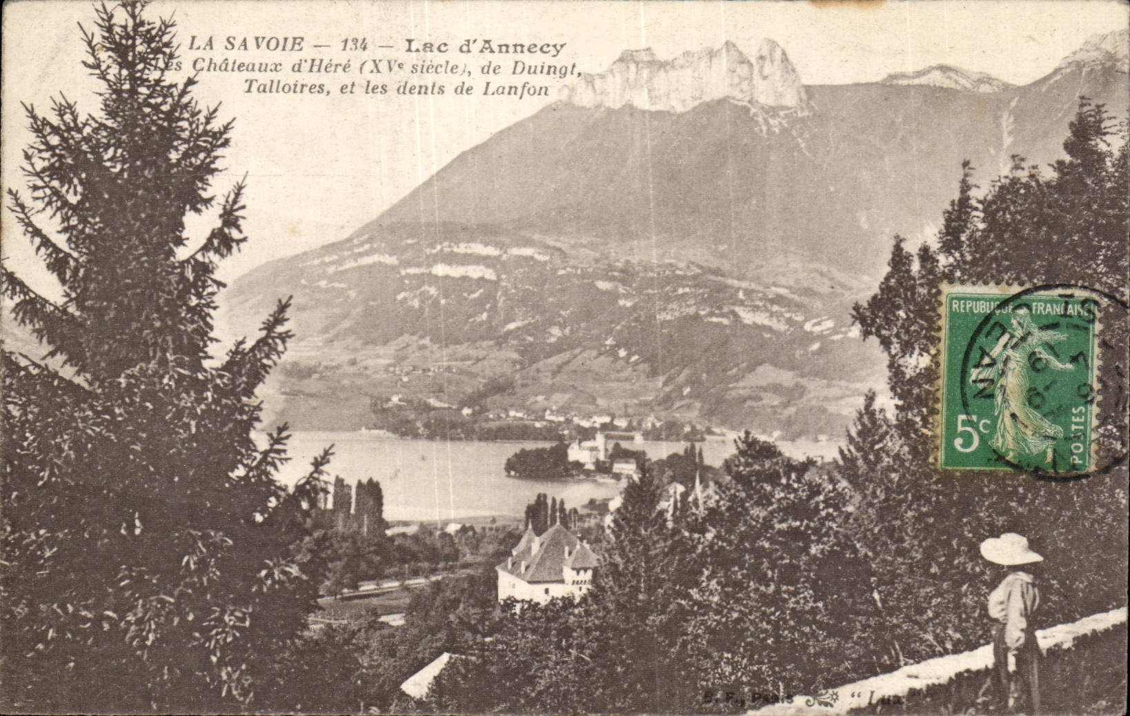 Lac d'Annecy — Les Châteaux d'Héré (XVe siècle), Talloires, et les dents de Lanfon — E. F. Paris n°134