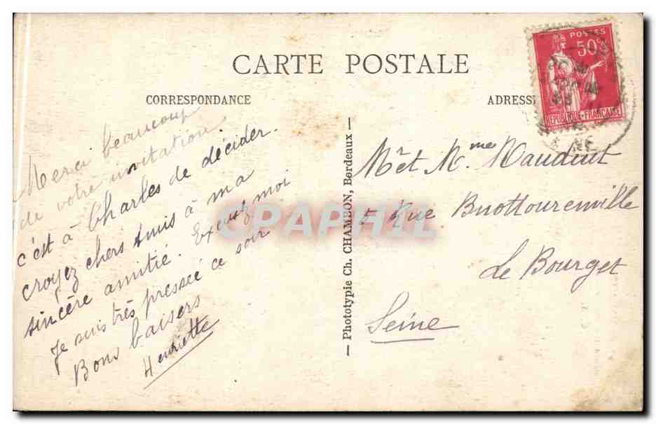 Bordeaux — Monument des Girondins — C.B. — Verso