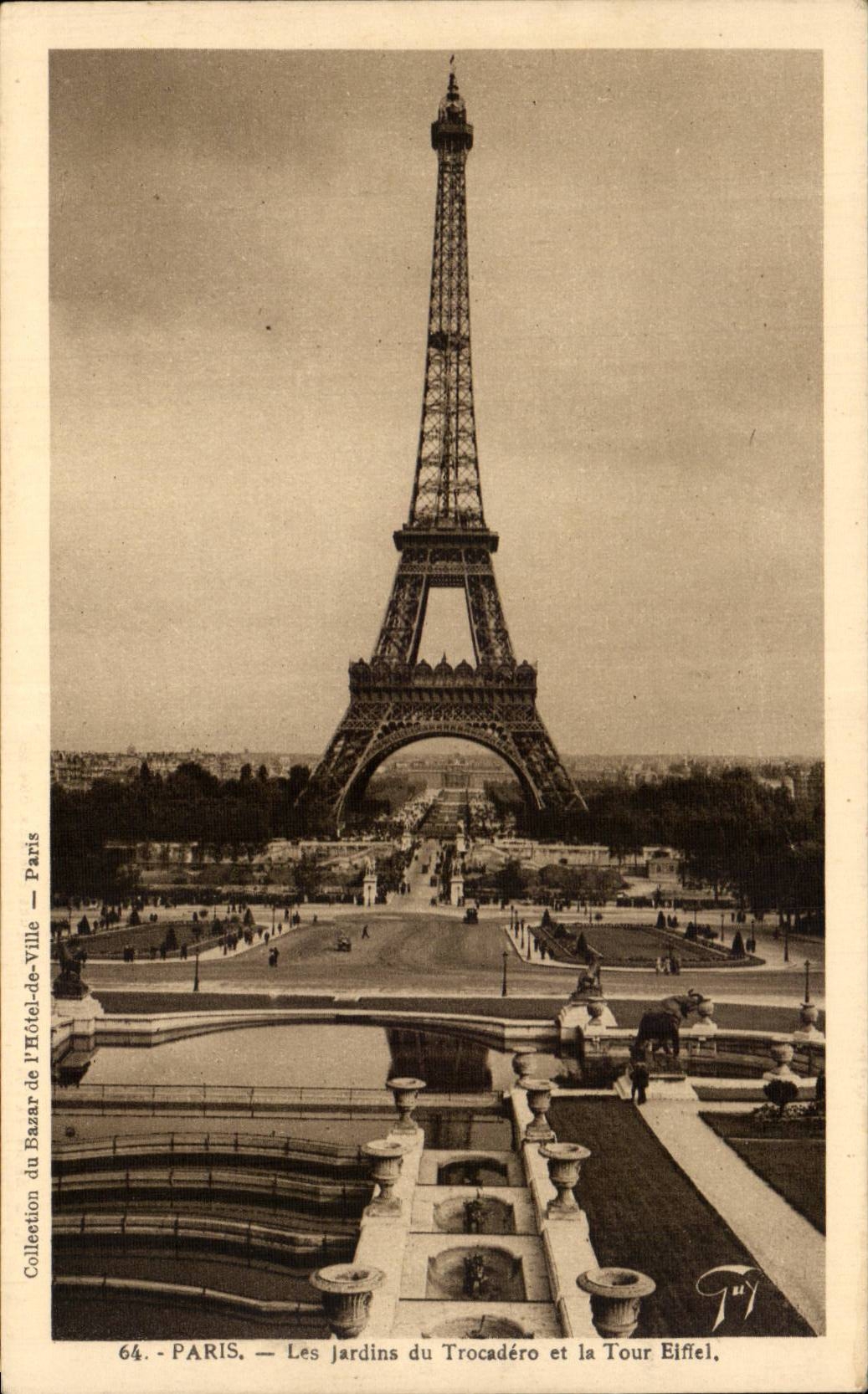Paris CPA Jardins du Trocadero et la Tour Eiffel