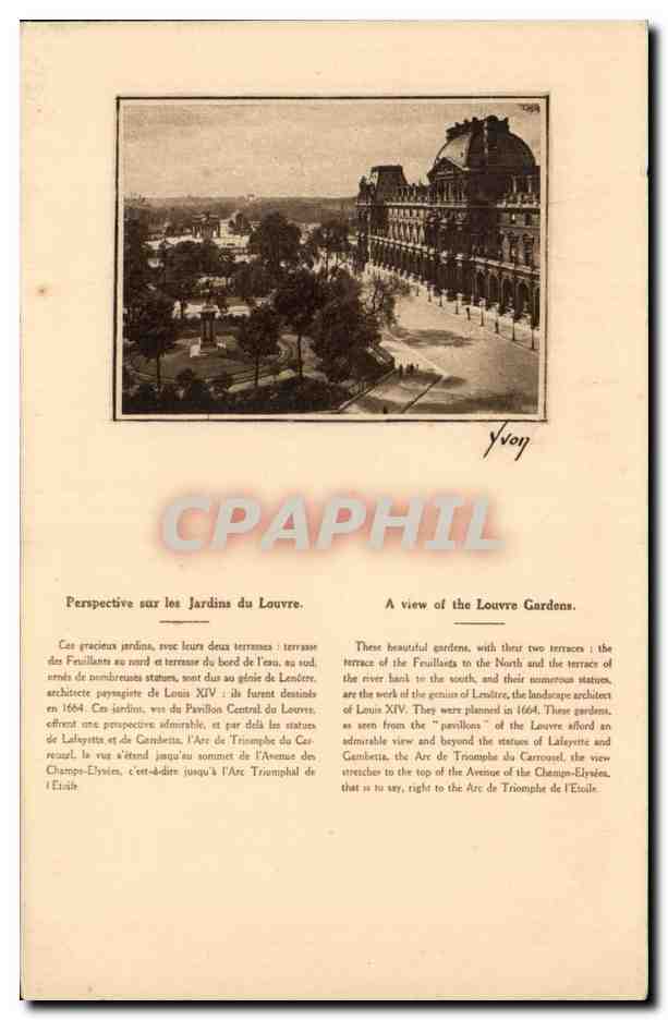 Paris CPA Perspective sur les jardins du Louvre Yvon