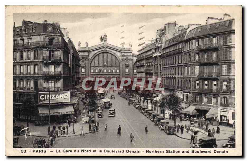 Paris CPA Gare du Nord et le boulevard Denain 