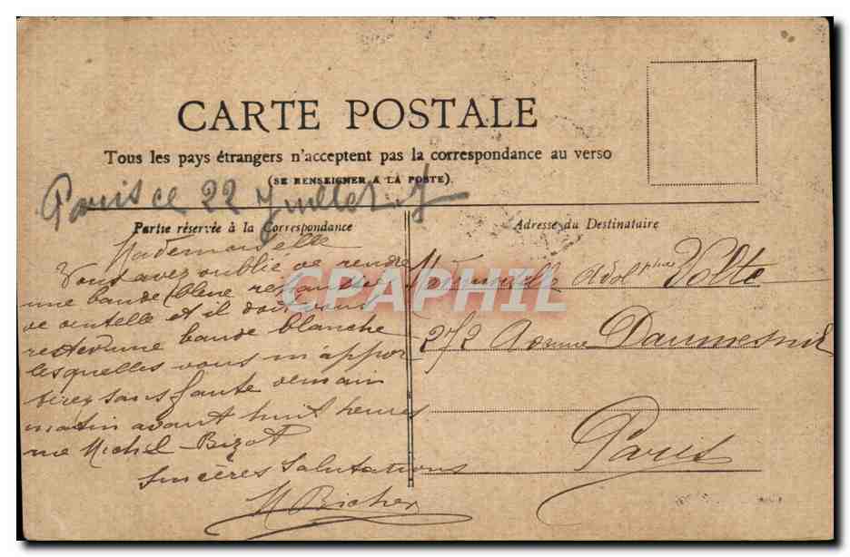 Paris CPA Le Palais de justice — Rückseite