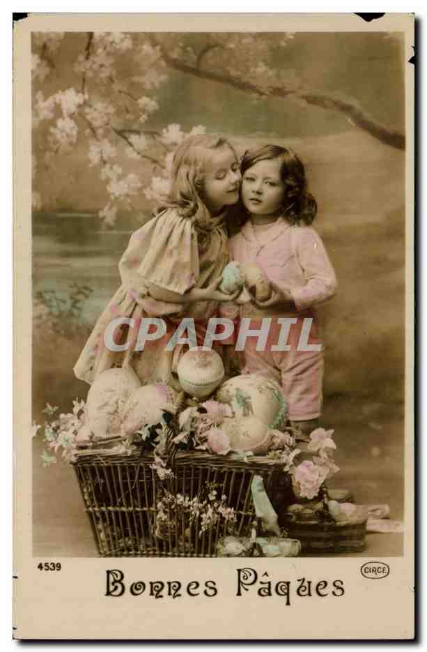 CPA Fantaisie Enfants Bonnes Paques Easter