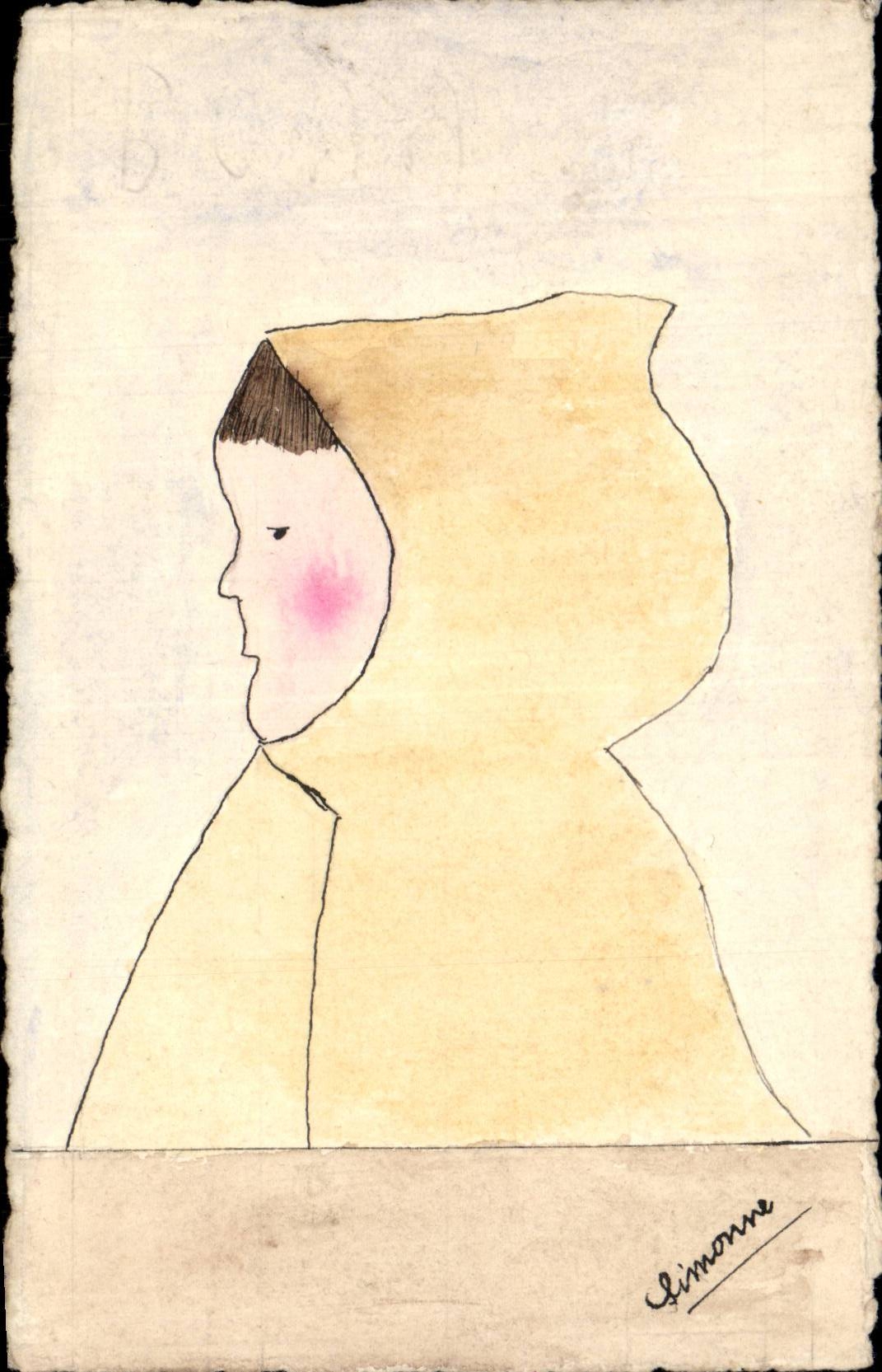 CPA Fantaisie Enfant a capuche Simonne