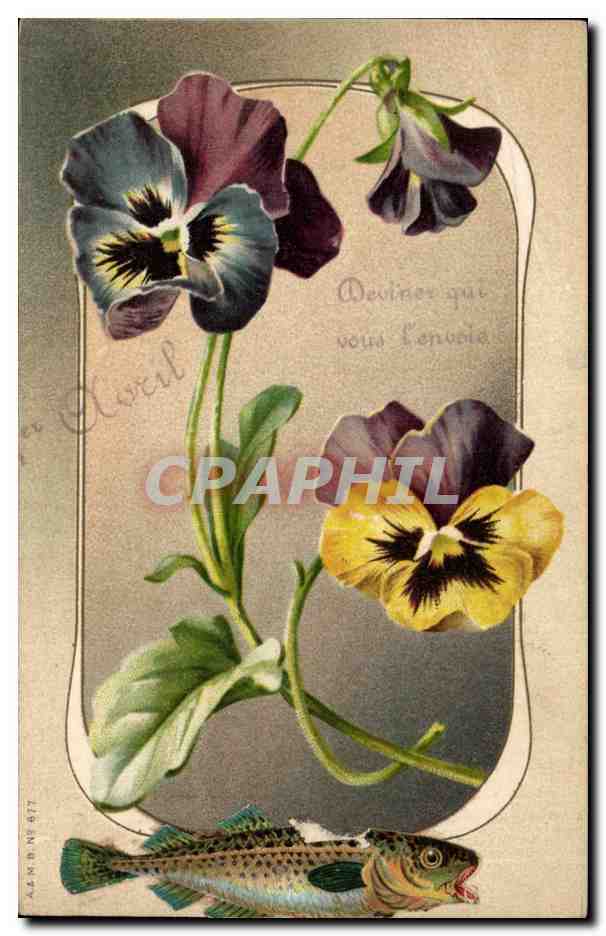 CPA Fantaisie Fleurs Poisson