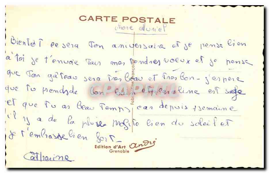 CPA Fantaisie Fleurs Souvenir des Alpes (en relief) — Verso