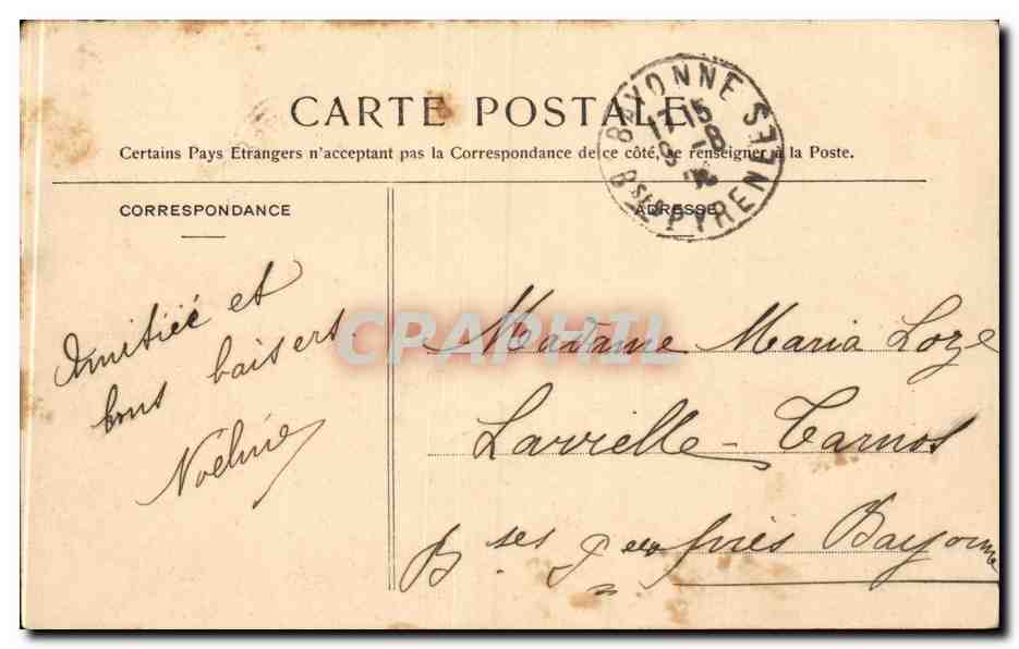Bayonne CPA Place d'armes — Rückseite