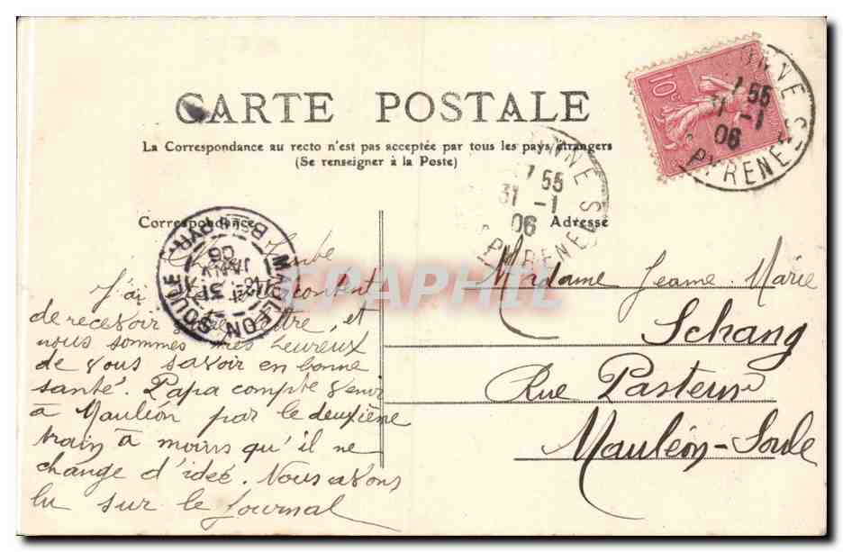 Bayonne CPA Le pont Mayou — Verso