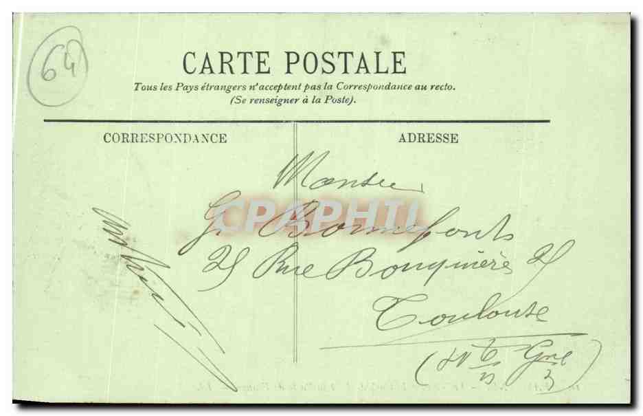Bayonne CPA Le theatre la cathedrale et la porte de France — Verso