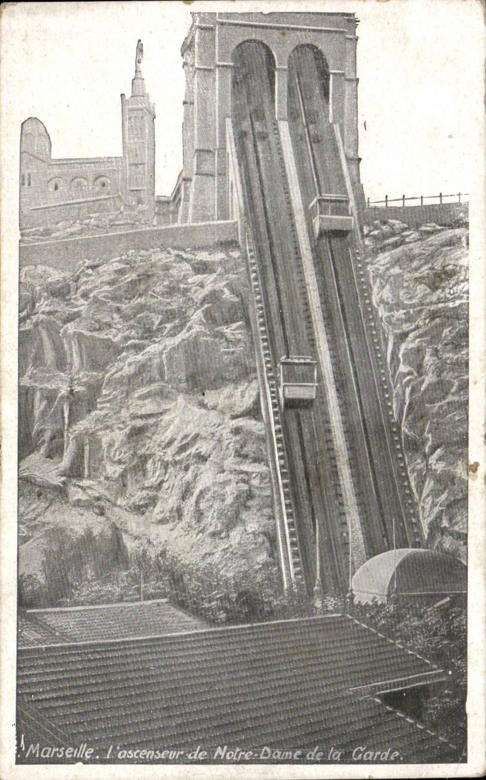 Marseille CPA L'ascenseur de Notre Dame de la Garde ( publicite Lait Appenzell milk )