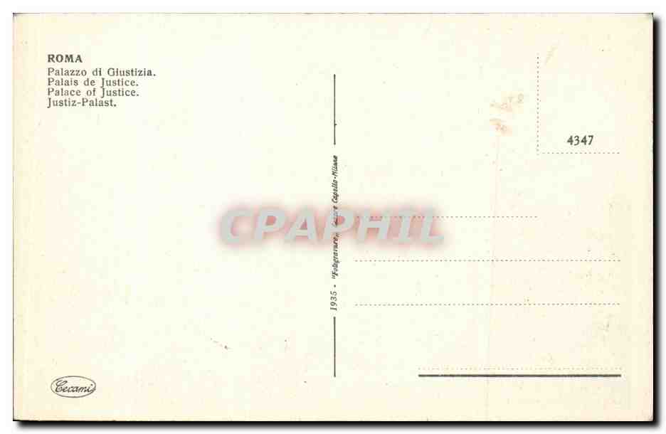 CPA Italie Italia Roma Palais de justice — Rückseite