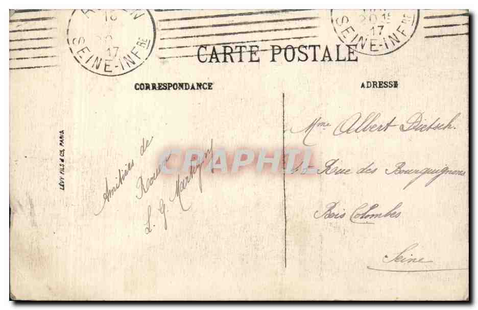 CPA Rouen Statue de Pierre corneille — Verso