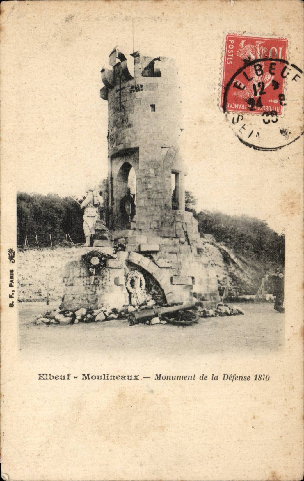 CPA Elbeuf Moulineaux Monument de la defense 1870