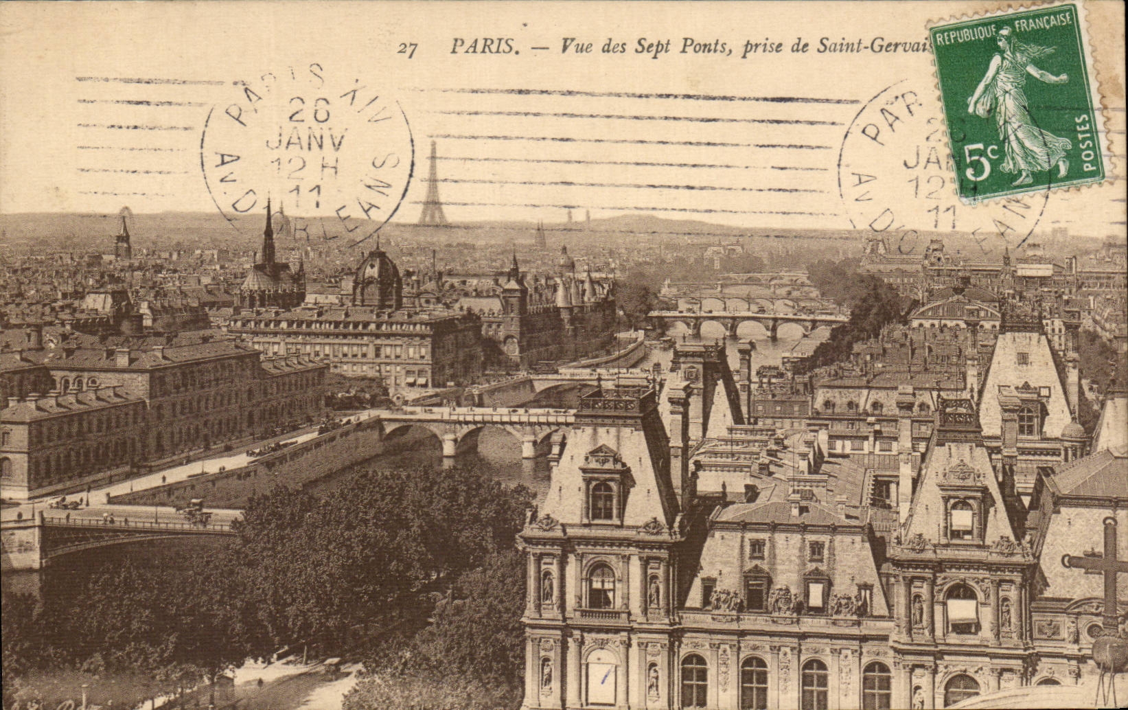 Paris CPA Vue des sept ponts prise de Saint Germain